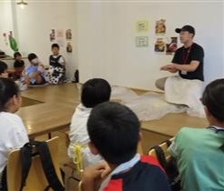 講師によるうどん生地の説明