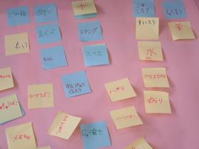付箋紙を使ったグループでの話し合い