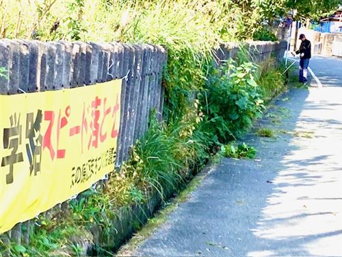 中学校通学路除草