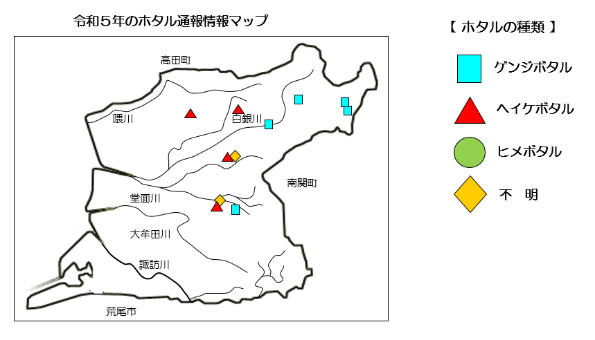 R5ホタル通報情報マップ＆ホタルの種類