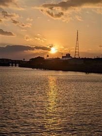 有明海と夕日の写真