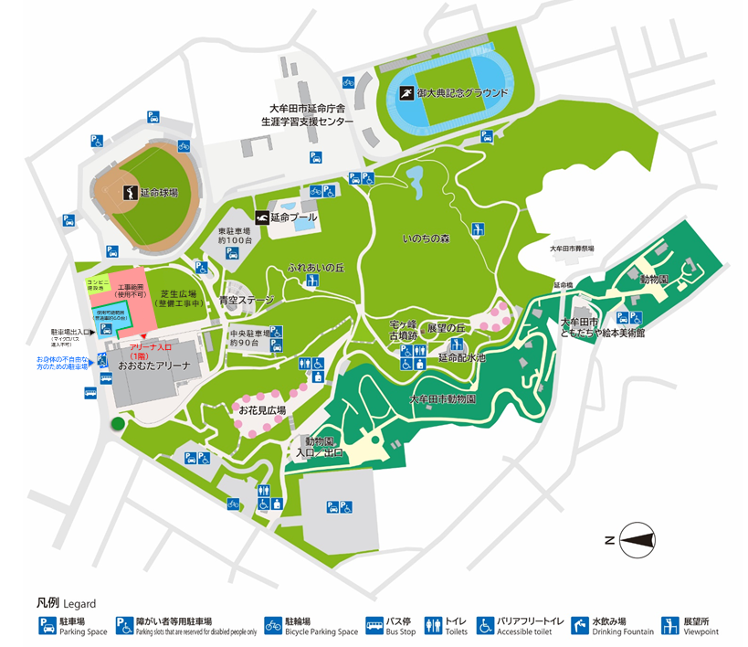 延命公園周辺駐車場図