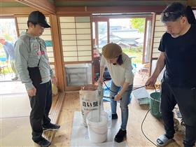 追加のミキサー作業