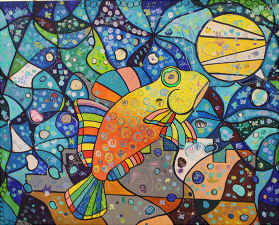 みんなで作った！巨大アート　市役所北別館で展示の画像