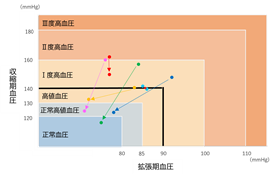 高血圧教室　血圧分布図