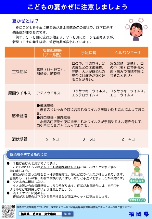 こどもの夏かぜに注意しましょう