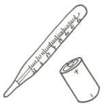 水銀体温計・乾電池のイラスト 水銀体温計・乾電池のイラスト